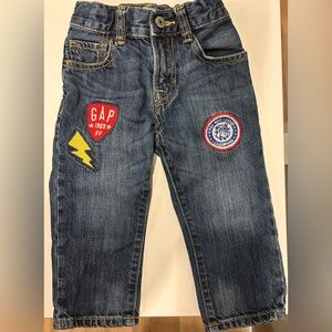 GAP Kids Blue Denim Straight Jeans with Fun Patches